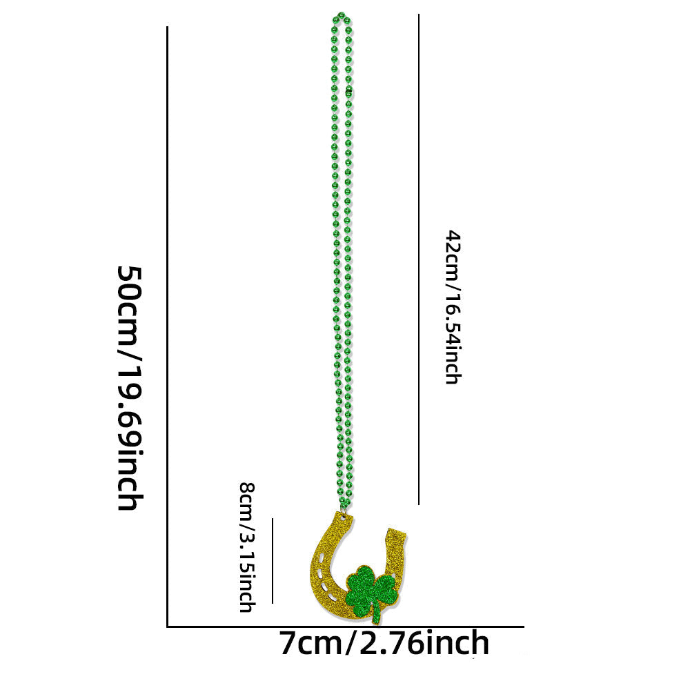 Wholesale St Patrick's Day clover beads chain Irish day  jewelry accessories green pendant necklace