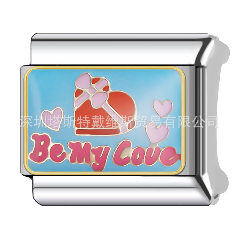 Wholesale  Italian Charm Bracelet 9mm DIY English Word Series Creative Stainless Steel Composable Bracelet