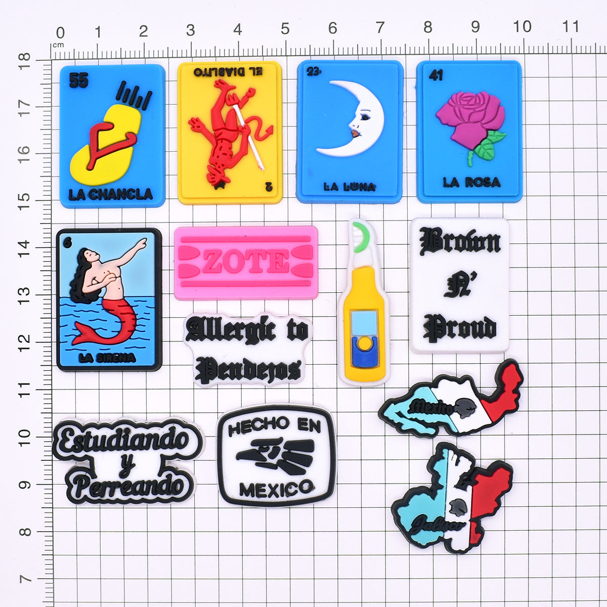 Wholesale Random 100pcs Cartoon Mexican Playing Cards Clogs PVC Soft Rubber Slippers Decoration Shoes Charms ACC-SC-RYY036