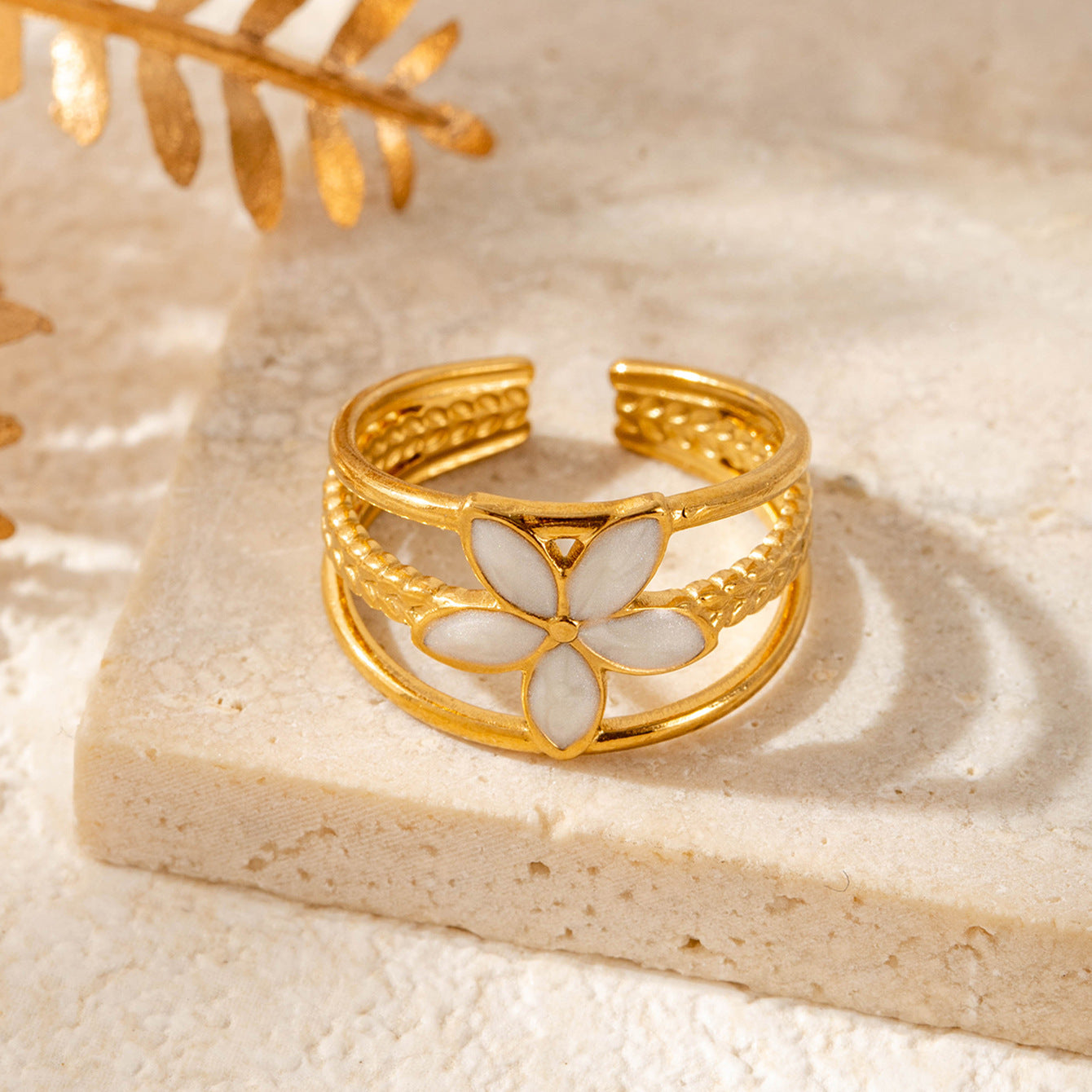 Wholesale line round love oil drop retro titanium steel opening adjustable ring