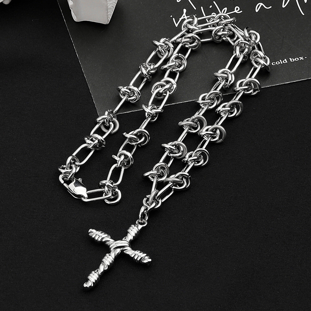 Wholesale Titanium Steel Cross Knot Chain Necklace