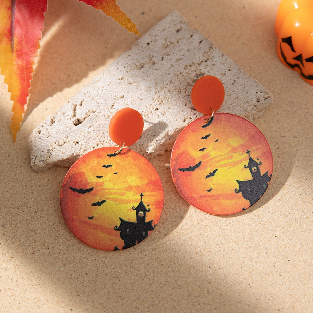 Wholesale Halloween Ghost Earrings  Bat Resin Funny Distinctive Earrings