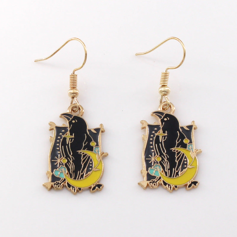 Wholesale Halloween Crow Bat Snake Alloy Oil Drop Earrings ACC-ES-Liyao006