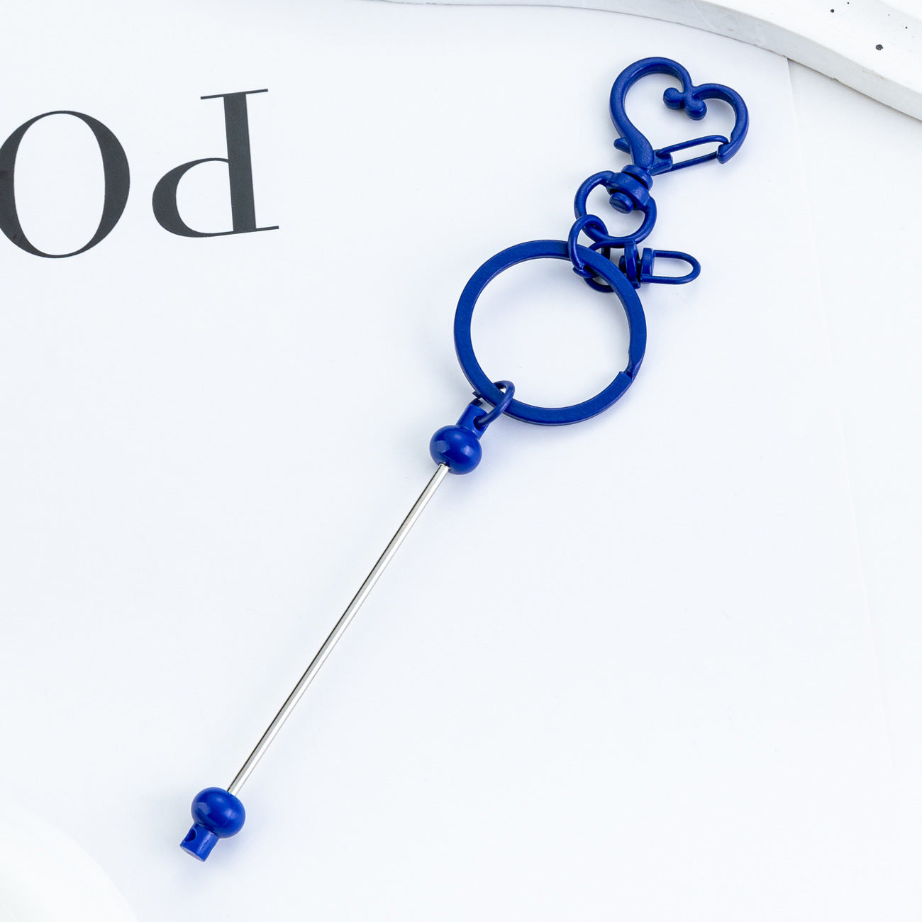 Wholesale DIY Beaded Heart Keychain Pendant Beadable Keychains