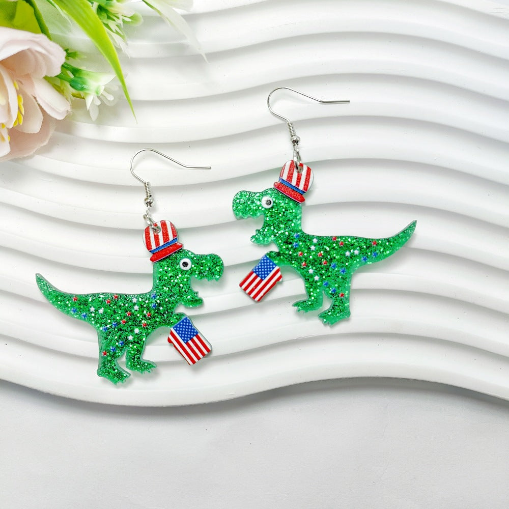 Wholesale 10pcs American Independence Day Earrings Love Stars Sun Flower Earrings ACC-ES-Qiyu006