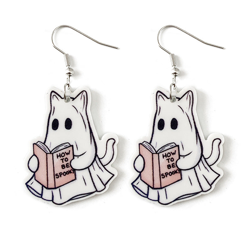 Wholesale Halloween Book Ghost Acrylic Earrings