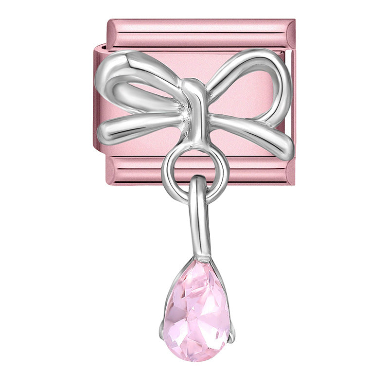 Wholesale 9mm Italian Charm Starter Bracelets pink series  DIY  Single Section Creative Stainless Steel Composable Bracelet