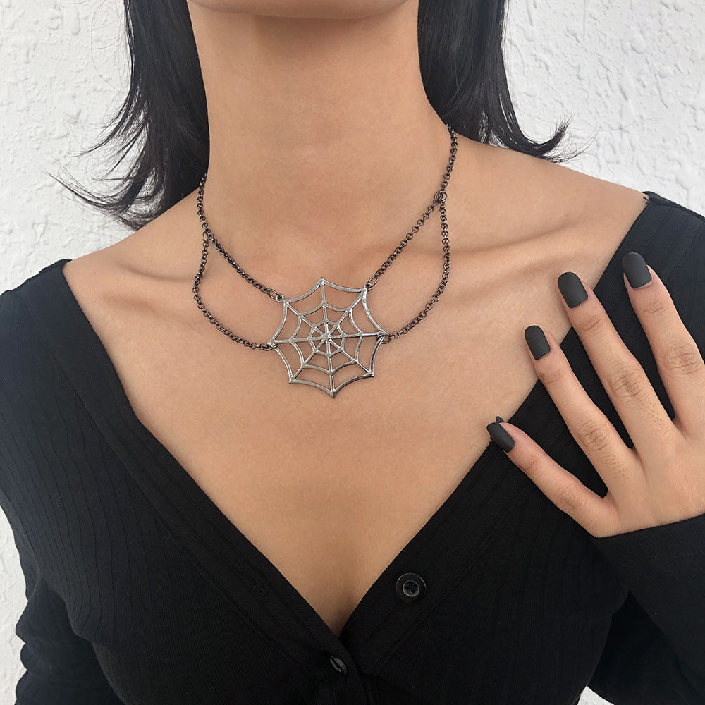 Wholesale  Alloy Necklace Spider Web Gothic Fun Necklace