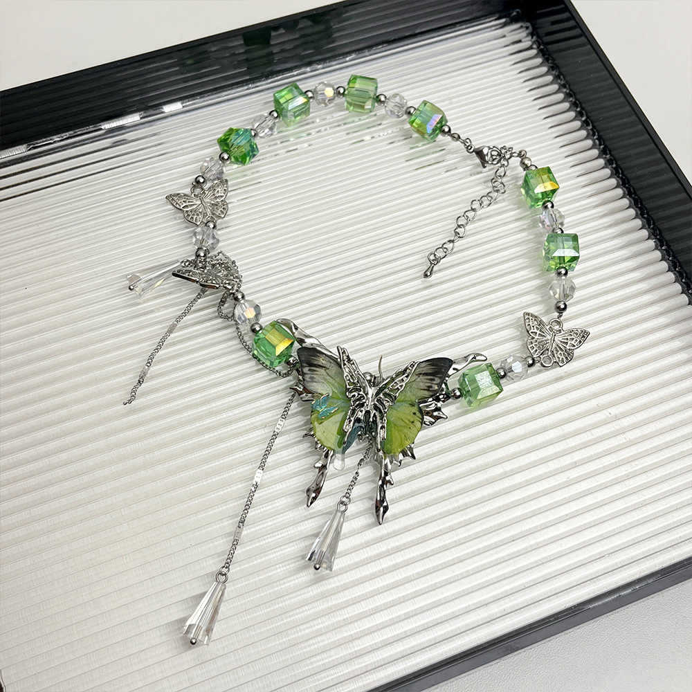 Wholesale Green Crystal Butterfly Choker Necklace