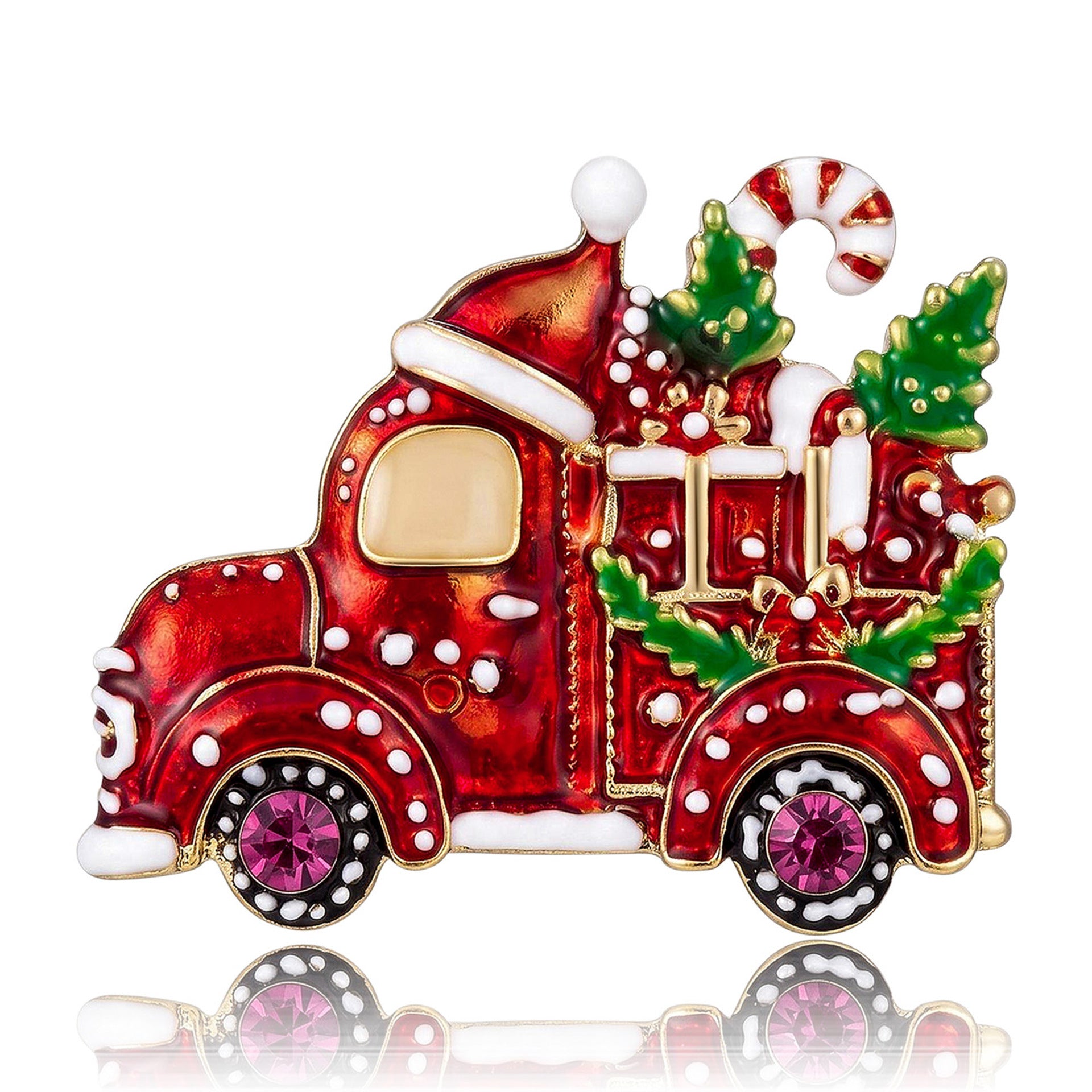 Wholesale Trendy Christmas Car Brooch Alloy Enamel Drip Women S Holiday Fashion Accessory