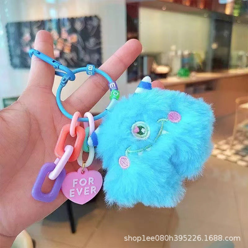 Wholesale cute cartoon briquettes little monster plush doll keychain