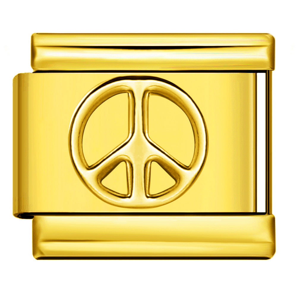 Wholesale Italian module Titanium steel full gold stamping series pattern DIY  bracelet