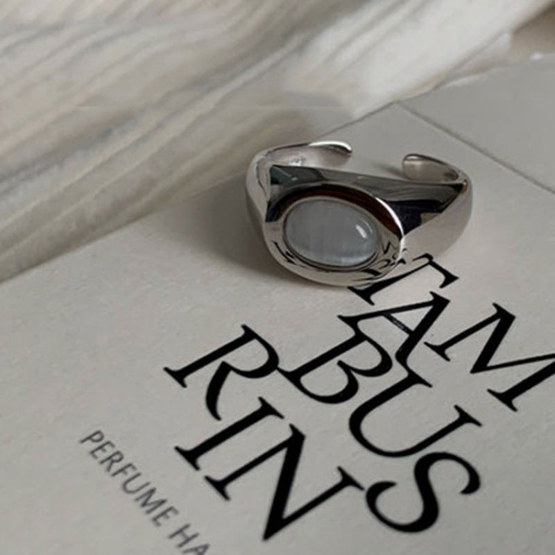 Wholesale Square Contrast Color Gem Gem Denier Ring