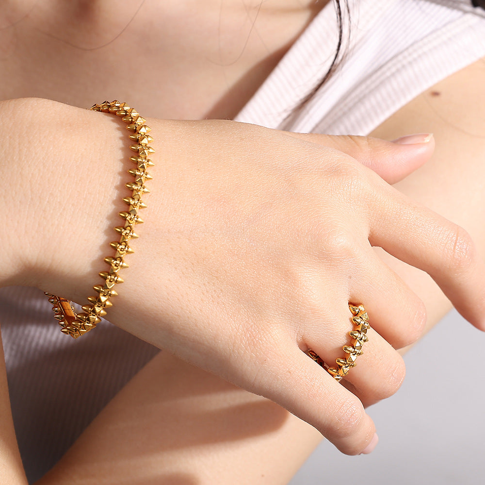 Wholesale  Jewelry suit Fashion Bracelet Hip Hop Cuban Ring Combination Street Style Design