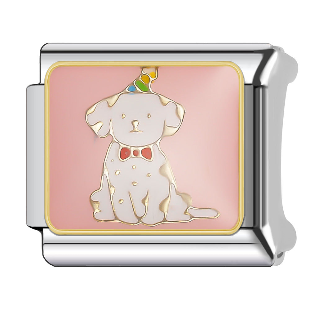 Wholesale Italian Charm Bracelet 9mm DIY Splicing Cute Animal Series Stainless Steel Composable Bracelet