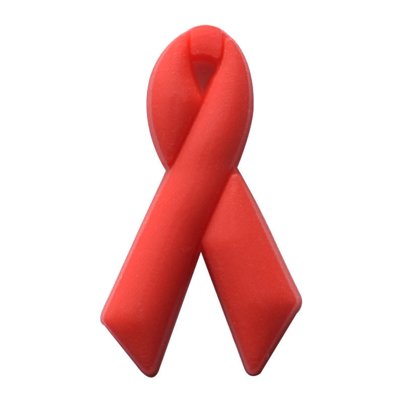 Wholesale Random 100pcs Care Breast Cancer Colon Cancer Ribbon PVC Soft Glue Hole Shoe Buckle DIY Decoration ACC-SC-RYY006