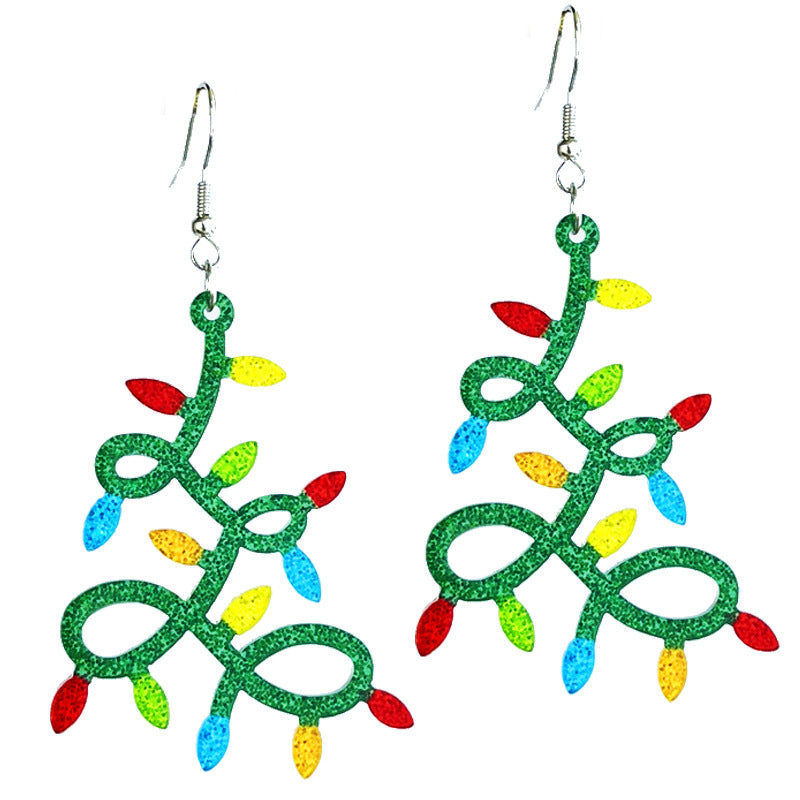 Wholesale 2 Pairs/pack Christmas Tree Gingerbread Man Lights Snowflake Earrings ACC-ES-HY176