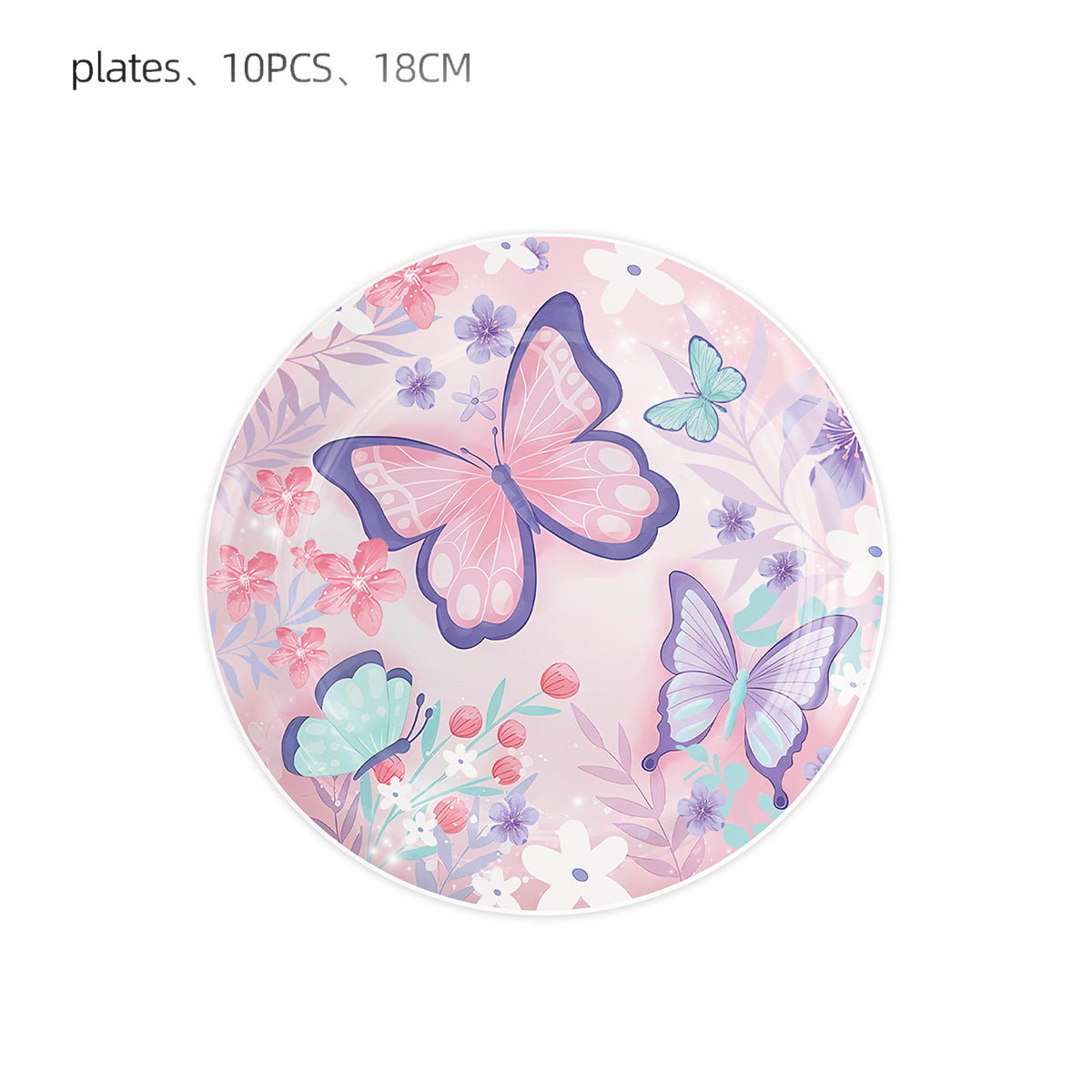Wholesale Pink Butterfly Birthday Disposable Tableware Paper Plate Set Knife Fork Spoon Party Decoration Theme Paper