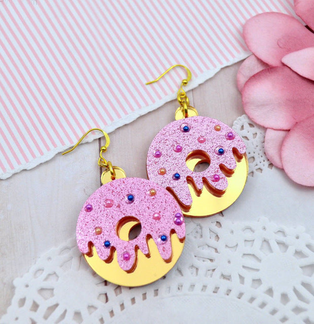 Wholesale Y2K Acrylic Pizza Ice Cream Cake Milk Tea Fried Egg Donut Peanut Butter Sushi Cookie Earrings