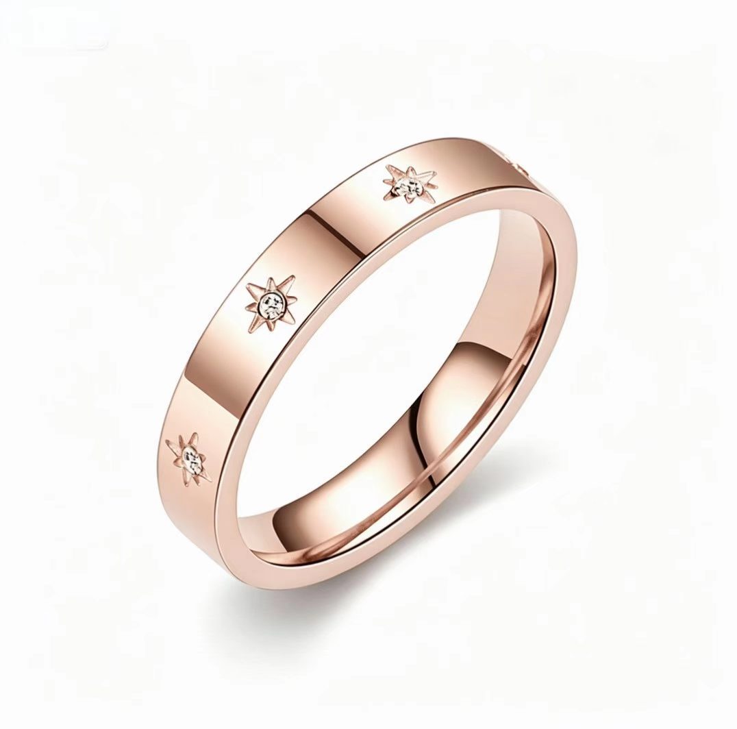 Wholesale 2025 New Starburst Titanium Steel Men' s Ring Women' s Niche Design Ring Index Finger Ring Accessible Luxury Couple Ring
