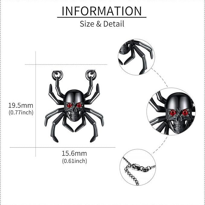 Wholesale Halloween Simple Spider Skull Pendant  Punk Three-dimensional  Necklace