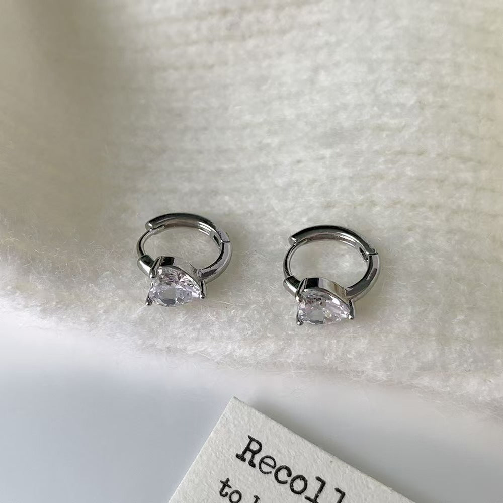 Wholesale Full Diamond Love Earrings Ear Buckle Light Luxury White K  Earrings