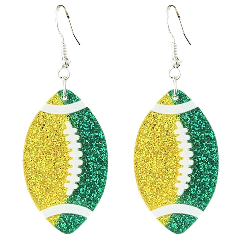 Wholesale  source football soccer color contrast fashion ladies shiny acrylic earrings