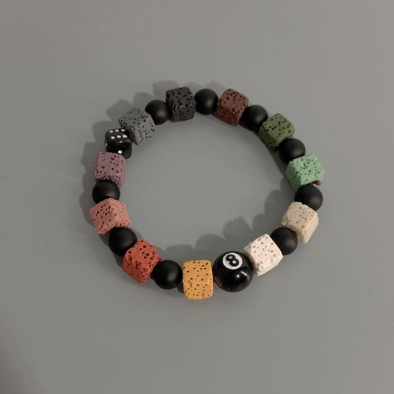 Wholesale Obsidian Cross Bracelet L Black Eight Billiards Bracelet