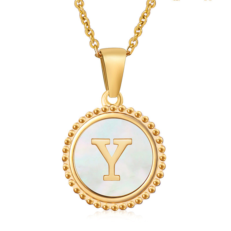 Wholesale 18K Stainless Steel Necklace Shell Letter Necklace ACC-NE-ZhongY012