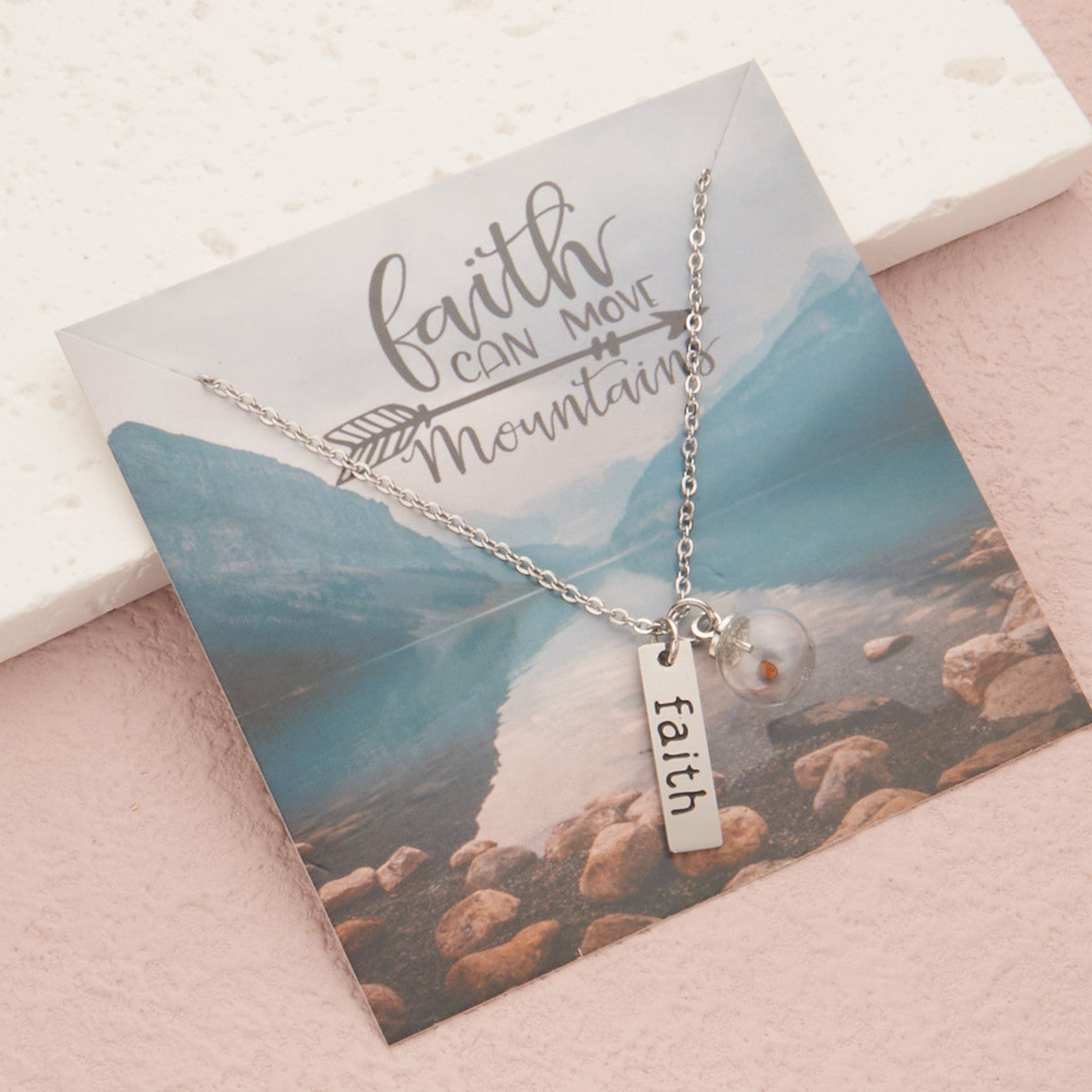 Wholesale Stainless Steel Mustard Seed 18K Gold Plated Hand Blown Glass Ball Necklace ACC-NE-MS029