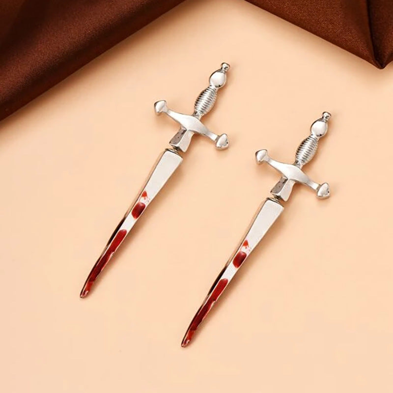 Wholesale Gothic Sword Vintage Cross Blood Dagger Earrings