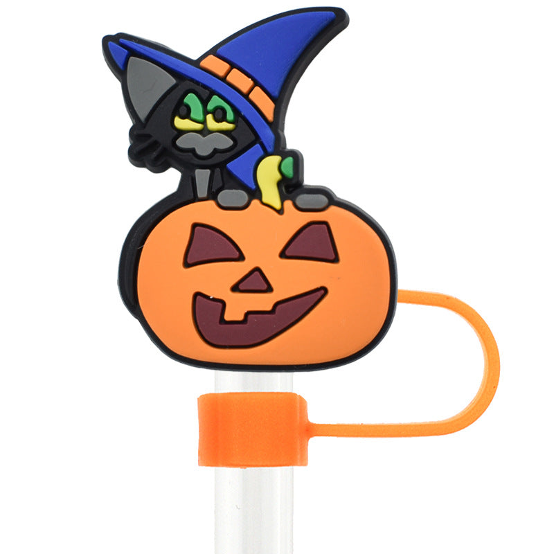 Wholesale Random 100pcs Halloween 10mm PVC Soft Straw Tube Cap ACC-SCR-RYY092