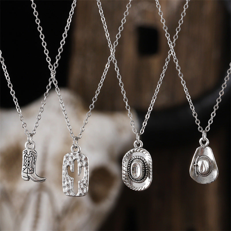 Wholesale  Western Cool Punk Denim Style Necklace