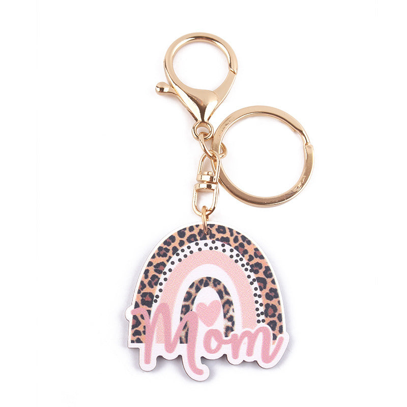 Wholesale cartoon Western rainbow MAMA wooden small pendant cute creative keychains