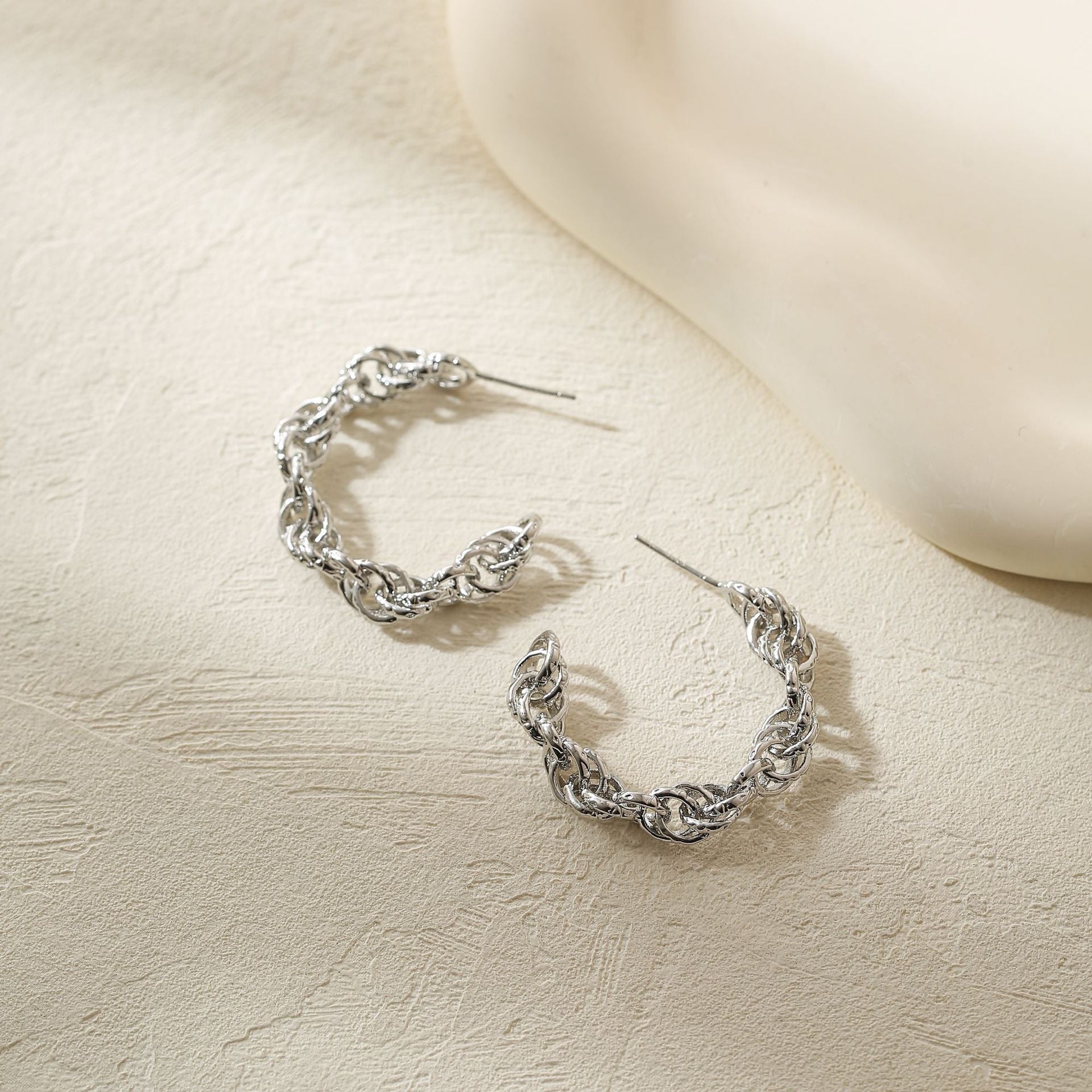 Wholesale  silver pigment hoop earrings hoop earrings