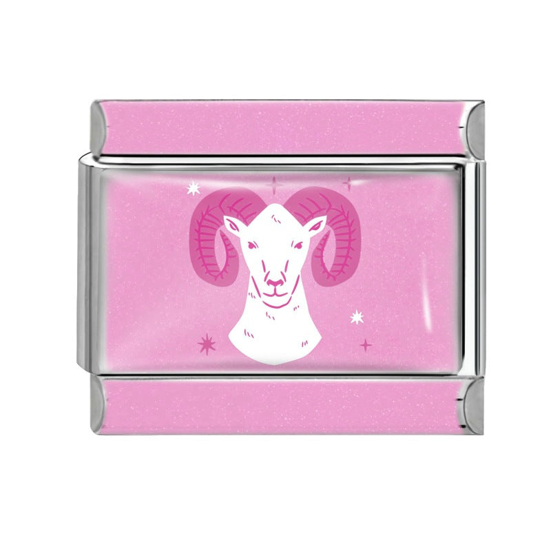 Wholesale 9mm Italian Charm Starter Bracelets DIY Pink 12 Contion Series Stainless Steel Composable Bracelet