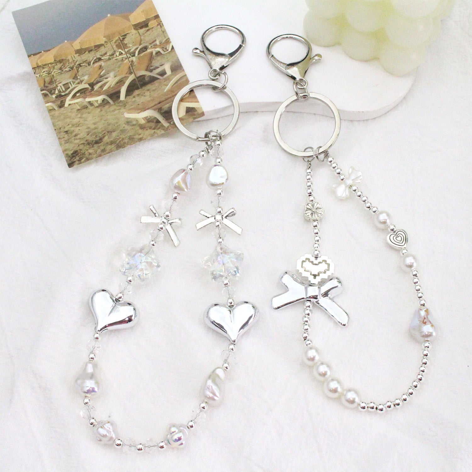 Wholesale Bow Beaded Lanyard Keychains ACC-KC-Jiuxing002