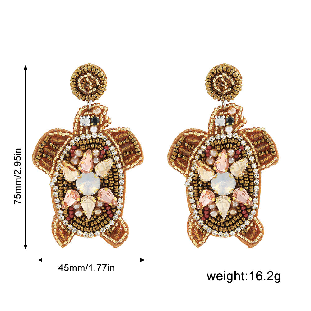 Wholesale Marine Animal  Starfish Shell Color Rice Beads Large Earrings