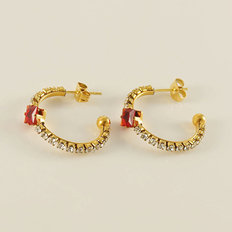 Wholesale Stainless Steel 18K Light Luxury Diamond Ear Ring Earrings