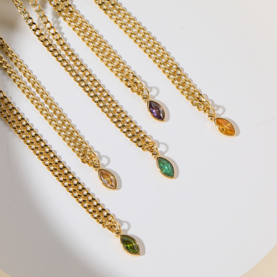 Wholesale  Titanium Steel Horse Eye Zircon Necklace