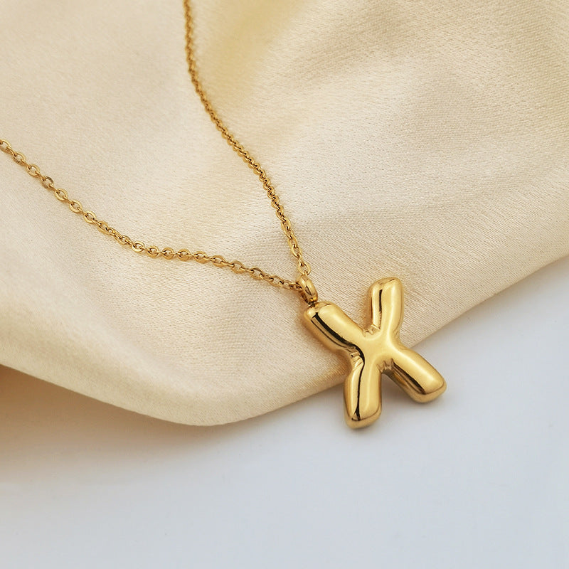 Wholesale 26 Letters 18K Gold Plated Polished Letter Necklaces ACC-NE-GuDi014