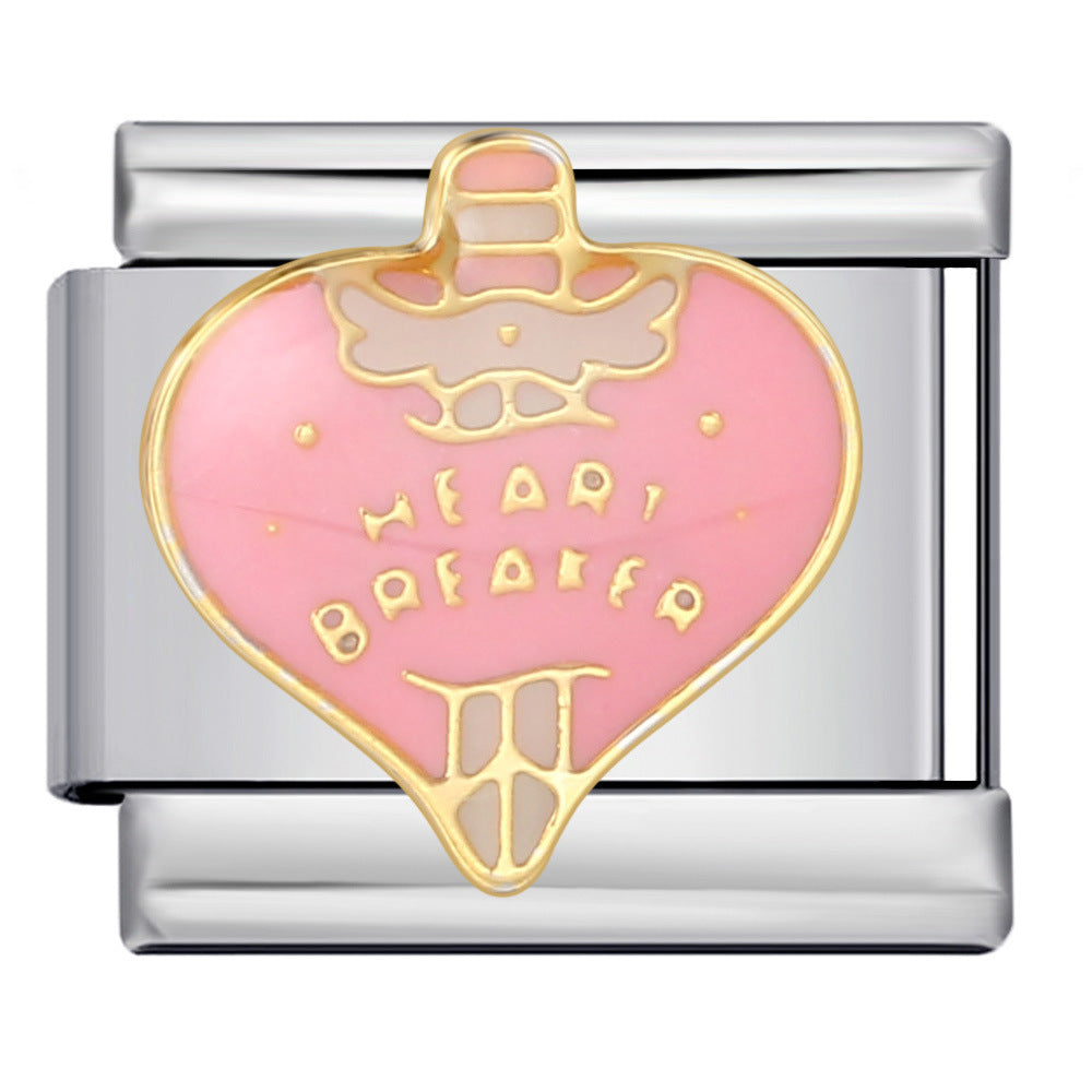 Wholesale Italian Charm Bracelet 9mm DIY Splicing Removable Colored Heart Stainless Steel Composable Bracelet