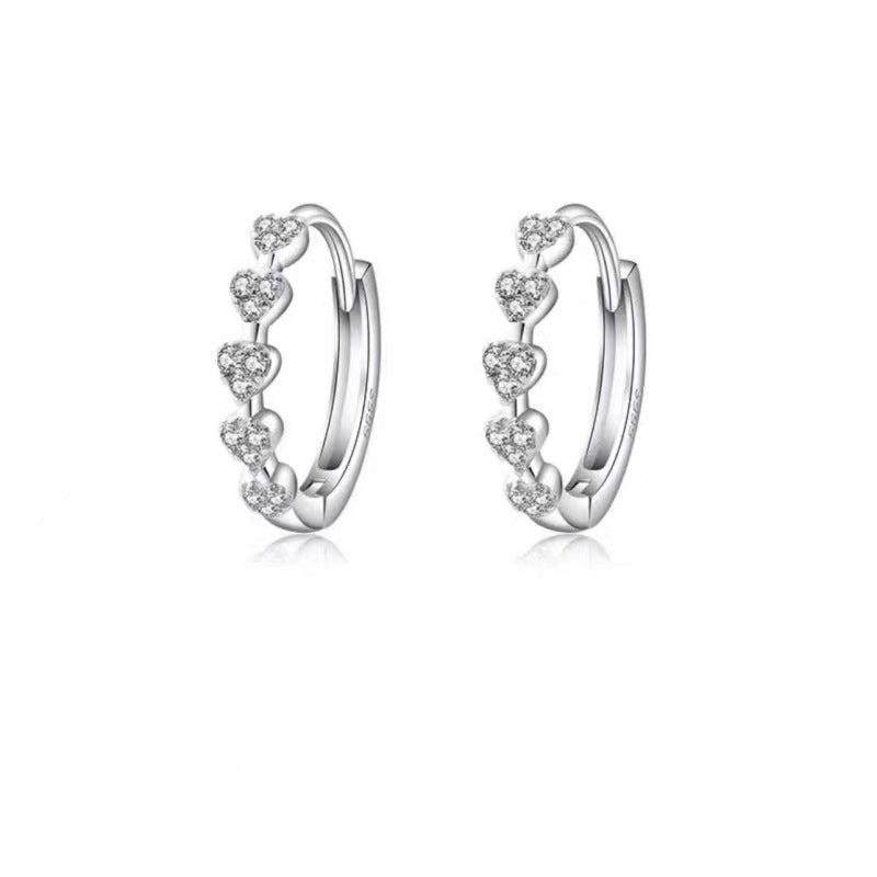 Wholesale S925 Sterling Silver Light Luxury Love Heart-shaped Earrings