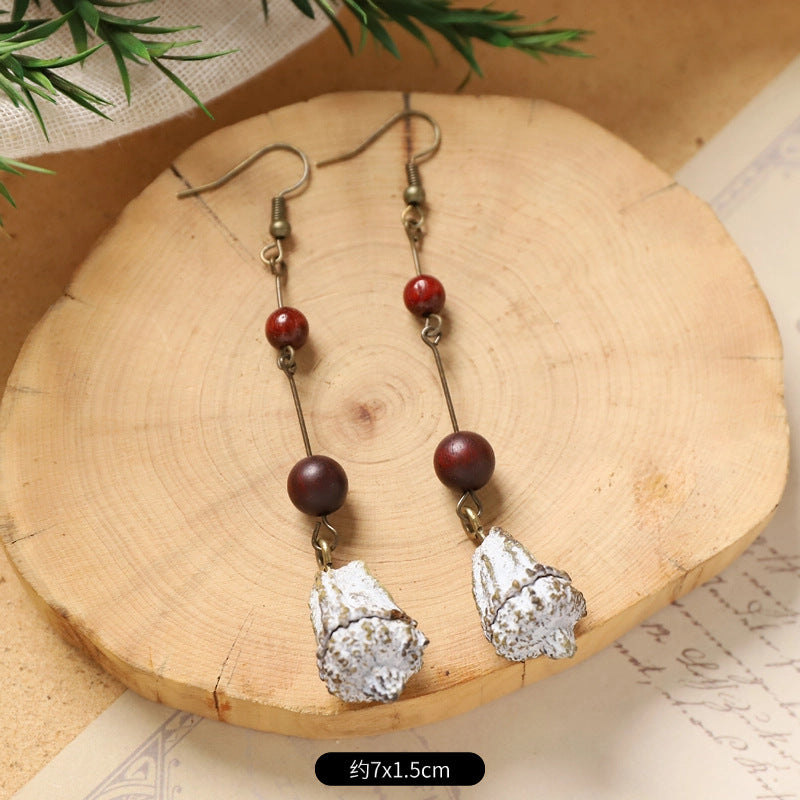 Wholesale Vintage Hand-made Plant Fruit Wood Earrings