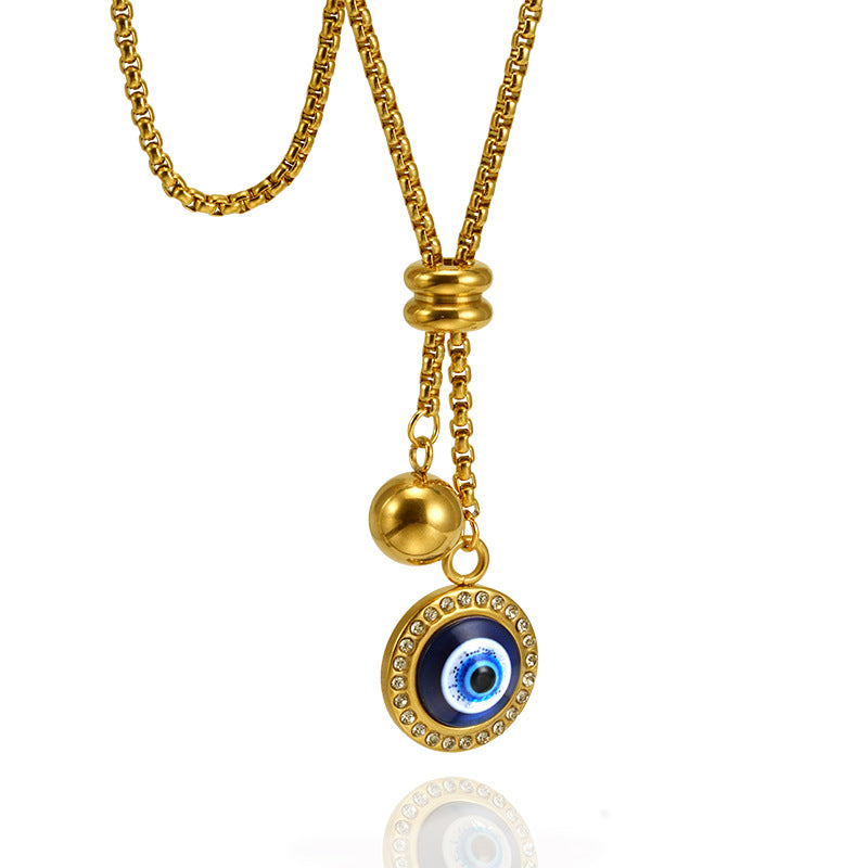 Großhandel 18k Gold Edelstahl Halsketten Teufelsaugenpullover Kette