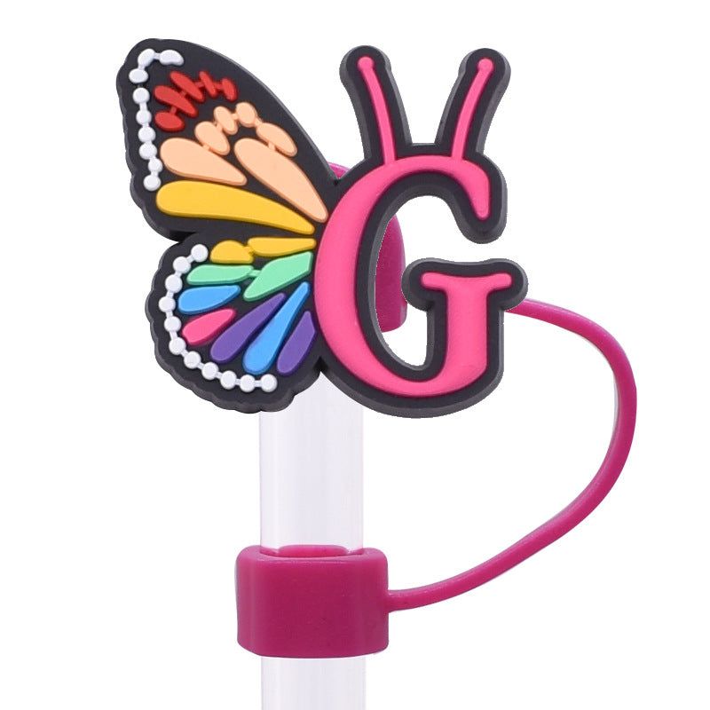 Wholesale Random 100pcs Creative DIY butterfly letters Straw Cover Straw Tube Cap