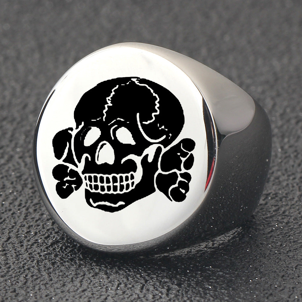 Wholesale  titanium steel  laser skull men's ring