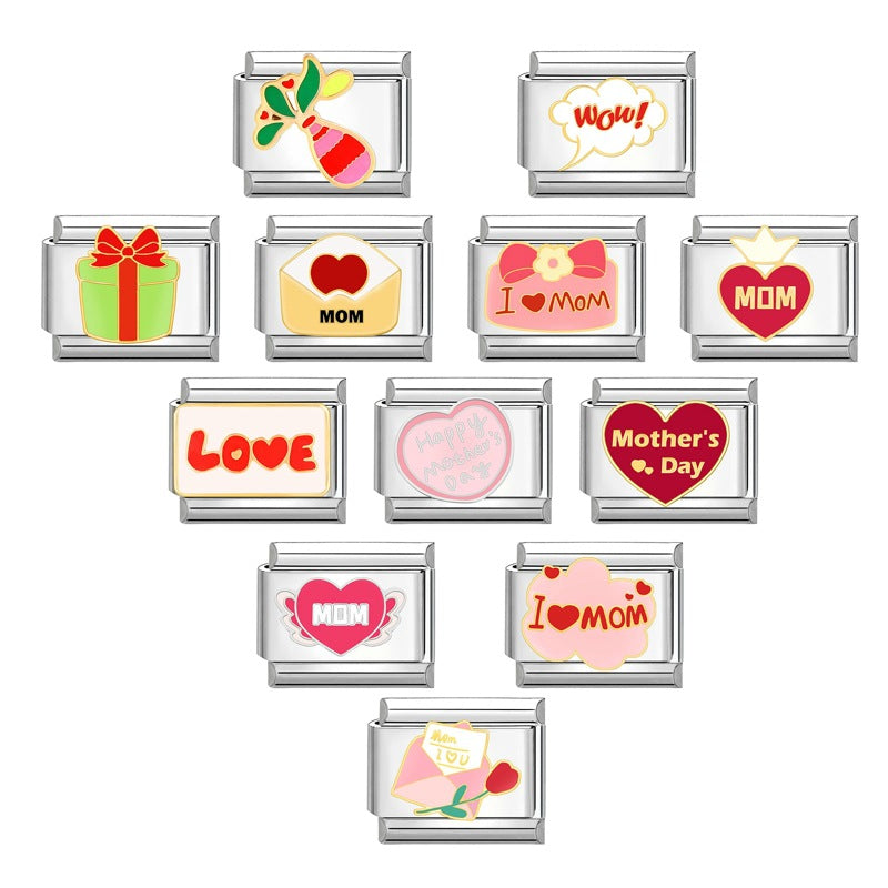 Wholesale Italian Charm Bracelet 9mm DIY Splicing Mother's Day Series Stainless Steel Composable Bracelet