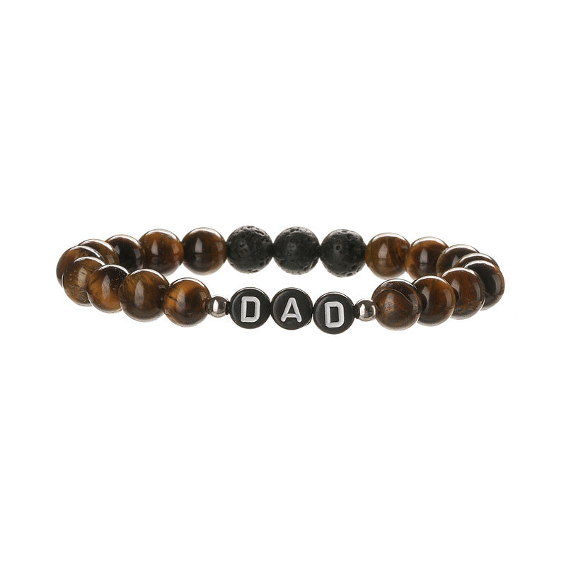 Wholesale European Style 8Mm Natural Stone DAD Letter Beaded Bracelet Father S Day Gift Elastic Cord Jewelry Accessory