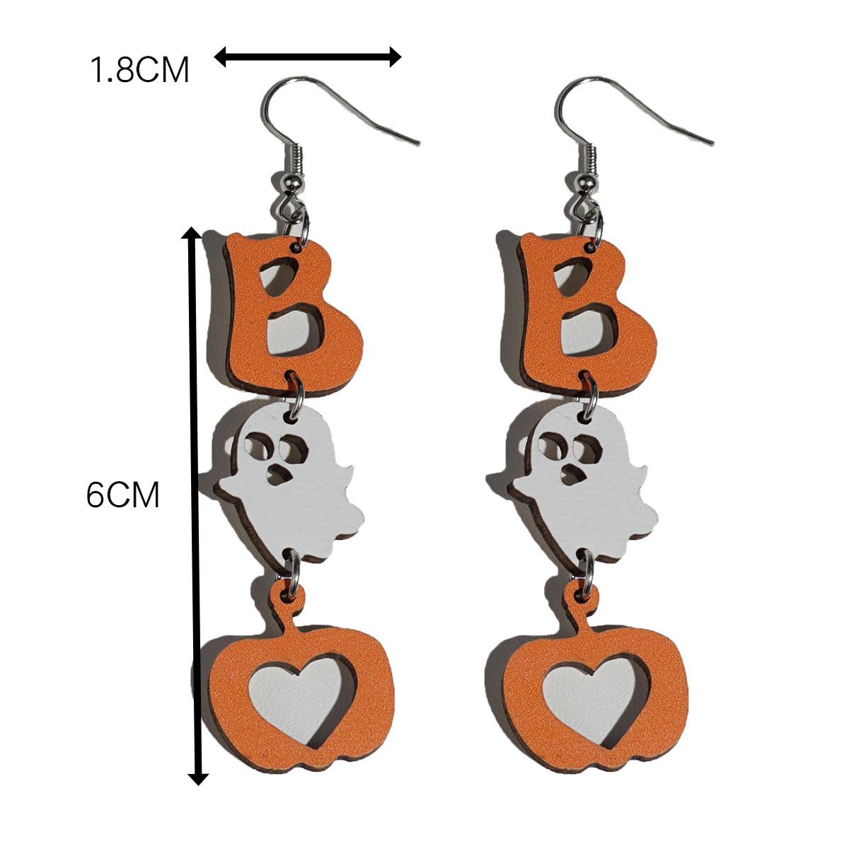Wholesale Halloween Theme Wooden Earrings  Cartoon Ghost Pumpkin Skull Long Pendant Party  Earrings